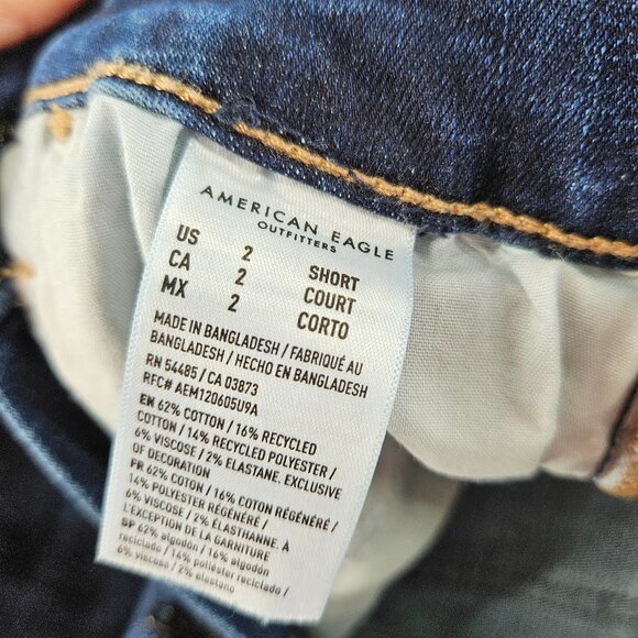 American Eagle Shorts Womens 2 Short Super High Rise Cut Off Distressed Denim - Picture 6 of 16